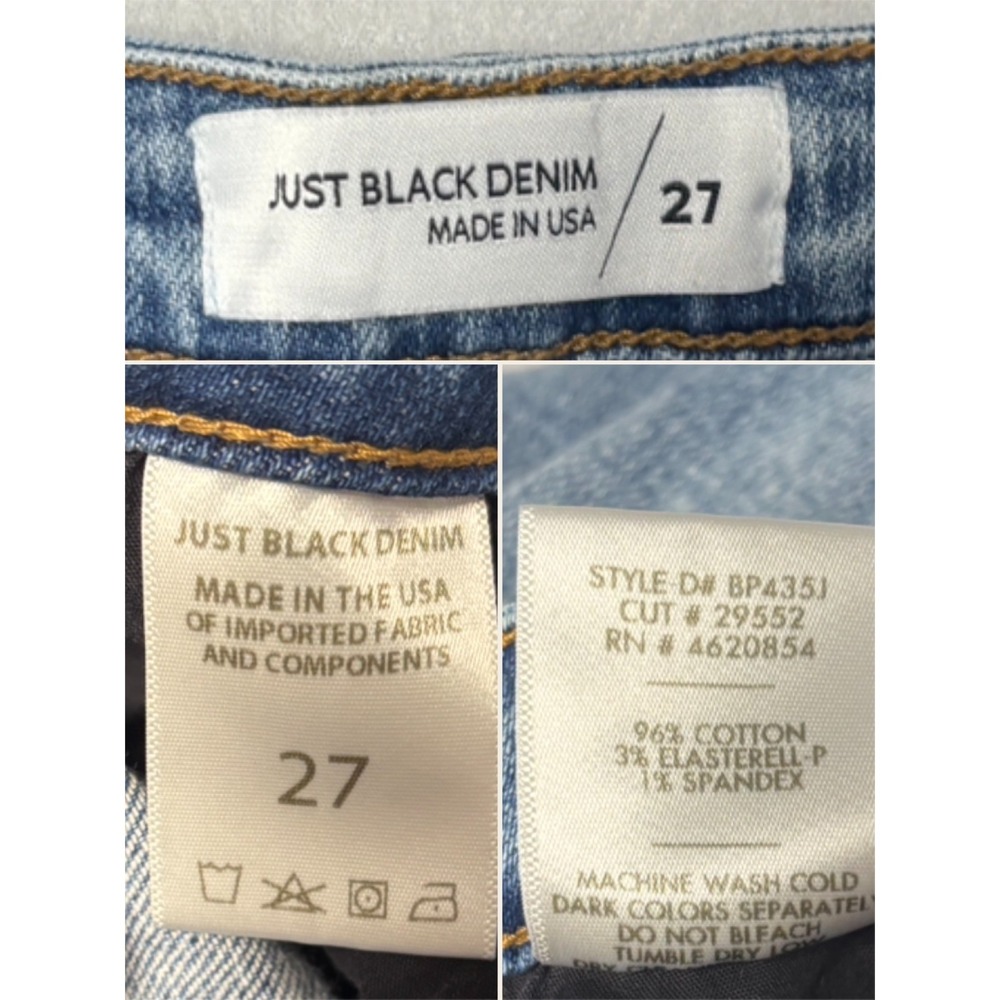 Just Black Denim Womens 27 Wide Leg Jeans Blue High Rise Stretch Made in USA - Picture 6 of 6